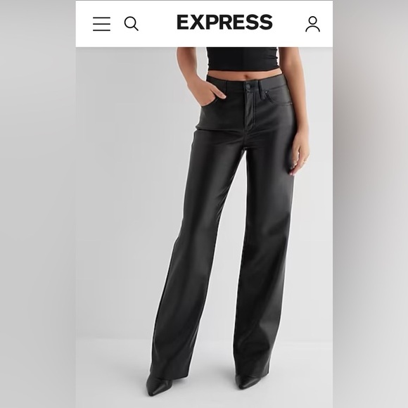 NWT Express High Waisted Faux Leather Wide Leg Pant
Black - Picture 2 of 5